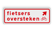 Verkeersbord RVV BW07rb 600x200mm - Fietsers oversteken