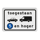 Verkeersbord RVV C22a3 - Onderbord - Milieuzone auto en busje