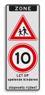 Verkeersbord ZONE J21 A01-50 - spelende kinderen / stapvoets rijden