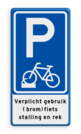 Parkeerbord fiets in fietsenrek - eigen tekst