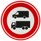 Verkeersbord verboden voor vrachtwagens en bestelbusjes - reflecterend