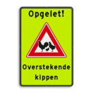 Verkeersbord - waarschuwing overstekende kippen