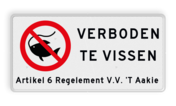 Verkeersbord Verboden te vissen met artikel tekst