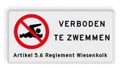 Verkeersbord verboden te zwemmen - met tekst - reflecterend