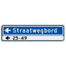 Straatnaambord 14 karakters 800x200 mm pijl links + Huisnummers NEN 1772