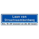 Straatnaambord KOKER 1000x300mm - max. 36 karakters - 2 regelig met huisnummers - NEN1772