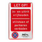 Verkeersbord inrit/uitrit vrijhouden parkeren/stilstaan verboden - reflecterend