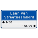 Straatnaambord 28 karakters 800x400mm 2 regelig + huisnummers NEN 1772