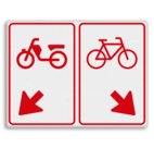 Verkeersbord RVV D105 - 800x600mm (brom-)fietsers van rijbaan wissen