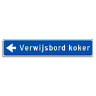 Verwijsbord KOKER Blauw/wit - pijl links - Klasse 3 reflecterend