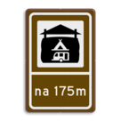 Routebord BW101 (bruin) - 1 pictogram met afstandsaanduiding