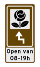 Routebord BW101 (bruin) - 1 pictogram met aanpasbare pijl en tekstvlak