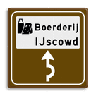 Routebord BW101 (bruin) - 1 picto en tekst met aanpasbare pijl