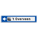 Verwijsbord KOKER Blauw/wit/zwart - pijl links, met 1 pictogram - Klasse 3 reflecterend