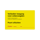 Waarschuwingsbord ProRail - Poort afsluiten (klein) - 300x190mm