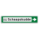 Verwijsbord KOKER Groen/wit/zwart - pijl rechts, met 1 pictogram - Klasse 3 reflecterend