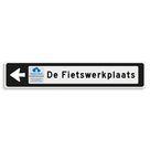 Verwijsbord KOKER Zwart/wit/zwart - pijl links, met 1 pictogram - Klasse 3 reflecterend