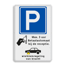 Parkeerbord RVV E04 + pictogram en eigen tekst