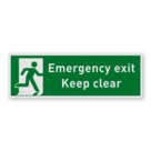 Panneau ou autocollant de sortie de secours - Emergency exit, Keep clear - Réfléchissant
