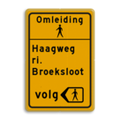 Omleidingsbord - eigen tekst + picto + pijlkader voetganger