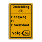 Omleidingsbord - eigen tekst + picto + pijlkader fietsers