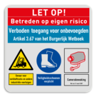 Veiligheidsbord | 3 symbolen en tekst banners