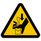 Panneau d'avertissement W030 - Écrasement de la main dans l'outil d'une presse plieuse