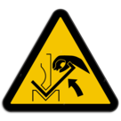 Panneau d'avertissement W031 - Écrasement de la main entre une presse plieuse et le matériau