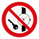 Verbodsbord - Metalen voorwerpen zoals horloges verboden - pictogram P008