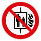 Panneau d'interdiction - P020 - Interdiction d'utiliser l'ascenseur en cas d'incendie