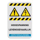 Waarschuwingsbord W001 + W012 - hoogspanning levensgevaarlijk!