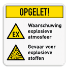 Waarschuwingsbord | Banner met 2 pictogrammen + uitleg