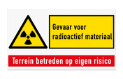 Waarschuwingsbord W003 - Gevaar voor radioactief materiaal met tekstblok