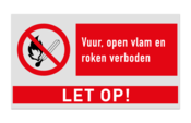 Verbodsbord P003 - Rook en open vuur verbod + vaste tekst