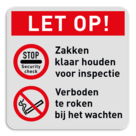 Verbodsbord - security check + verboden te roken