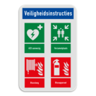 Veiligheidsbord met 4 symbolen + banner