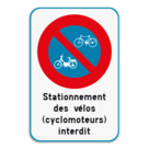 Interdiction de stationnement pour les cyclomoteurs et les bicyclettes + texte personnalisé