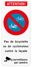 Attention - E1 vélo - texte personnalisé - surveillance caméra