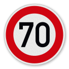 Vorschriftszeichen 274-70 - Zulässige Höchstgeschwindigkeit 70 km/h