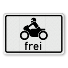 Verkehrszusatzeichen 1022-12 - Krafträder, auch mit Beiwagen, Kleinkrafträder und Mofas frei