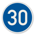 Vorschriftszeichen 275-30 - Vorgeschriebene Mindestgeschwindigkeit 30 km/h