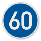 Vorschriftszeichen 275-60 - Vorgeschriebene Mindestgeschwindigkeit 60 km/h
