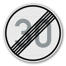 Vorschriftszeichen 278-30 - Ende der zulässigen Höchstgeschwindigkeit 30 km/h