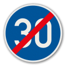 Vorschriftszeichen 279-30 - Ende der vorgeschriebenen Mindestgeschwindigkeit 30 km/h