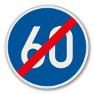 Vorschriftszeichen 279-60 - Ende der vorgeschriebenen Mindestgeschwindigkeit 60 km/h