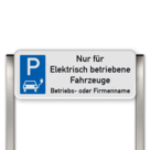 Parkplatzschild mit zwei Aluminium gebürstete Pfosten Parkplatz nur für Elektrisch Fahrzeuge mit name