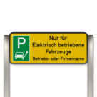 Parkplatzschild mit zwei Aluminium gebürstete Pfosten Parkplatz nur für Elektrisch Fahrzeuge mit name