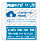 Panneau d'interdiction - Propriété privée - Logo personnalisé - Accès inetrdit