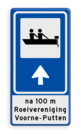 Blauw Routebord met 1 pictogram met aanpasbare pijl en tekst