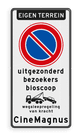 Parkeerverbodsbord voor eigen terrein met bedrijfsnaam en wegsleepregeling